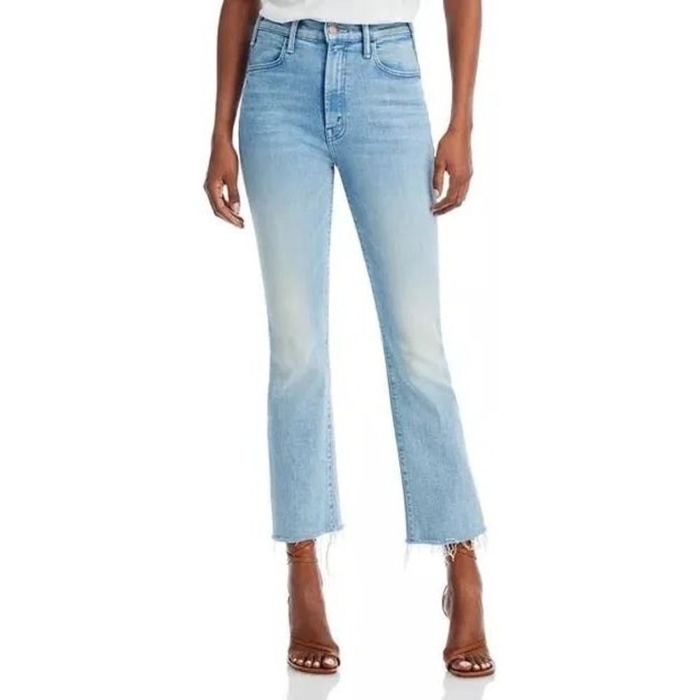 Mother Hustler Ankle Fray Jeans Light Wash High Rise Raw Hem Cropped Premium - Picture 11 of 12
